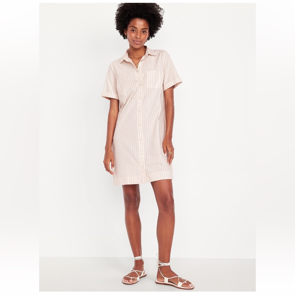 Striped White Shirt Dress - Picture 4 of 15